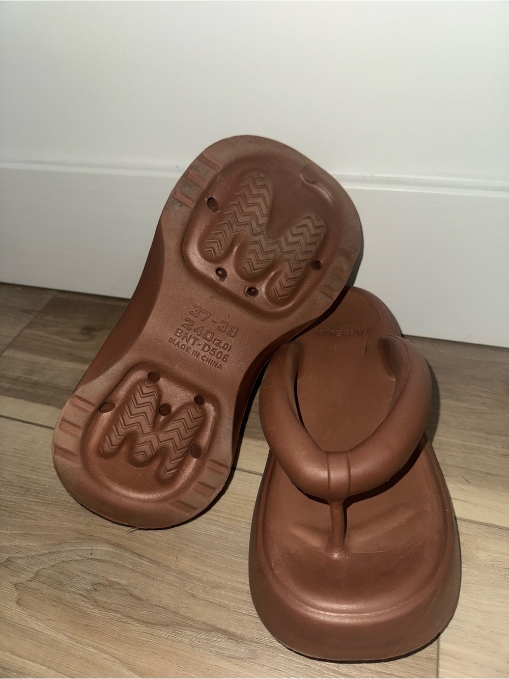 Brown Chunky Platform Thong Sandals - Picture 4 of 4